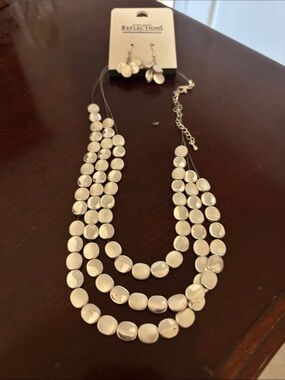 Silver Multi-Strand Bead Necklace and Earring Set northern reflection